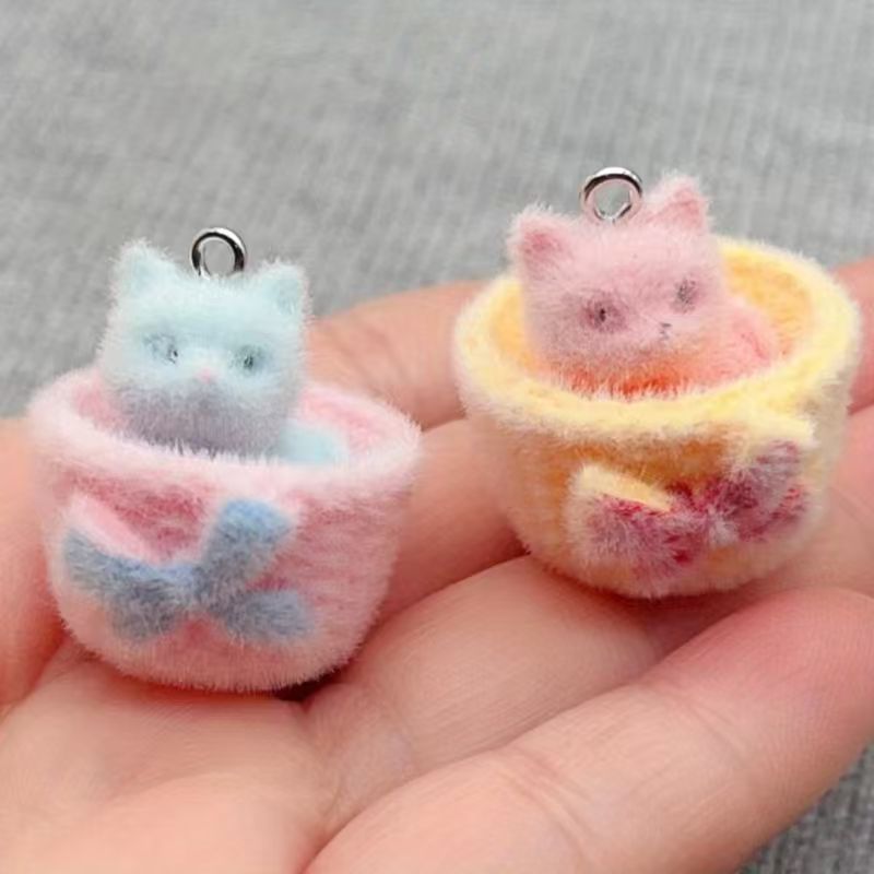 Jewelry Making Pendants - 4개입 3D 플러시 레진 고양이 펜던트,