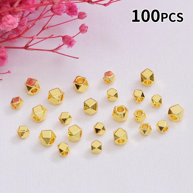 Jewelry Making Classes - 100개입 면처리된 스페이서 비즈 금도금 광택