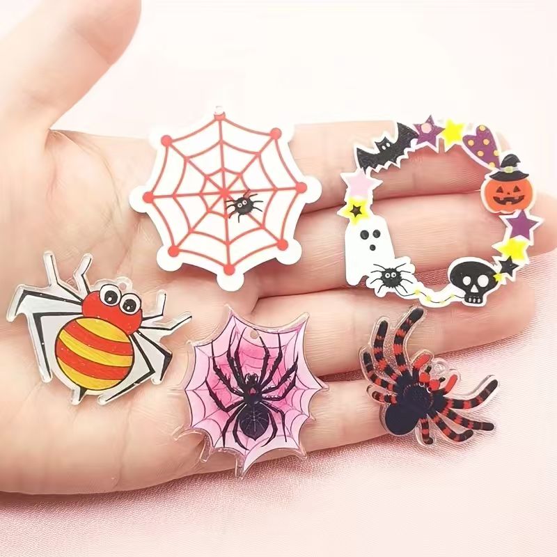 Jewelry Making Pendants - 10pcs 아크릴 할로윈 거미 펜던트, DIY