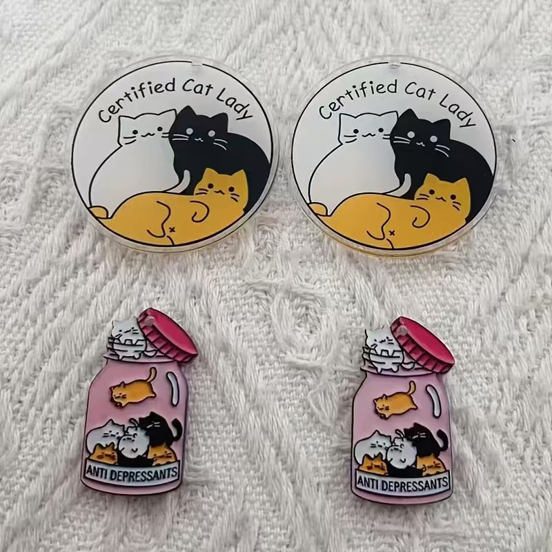 Jewelry Making Pendants - 10개 아크릴 귀여운 고양이 펜던트, DIY