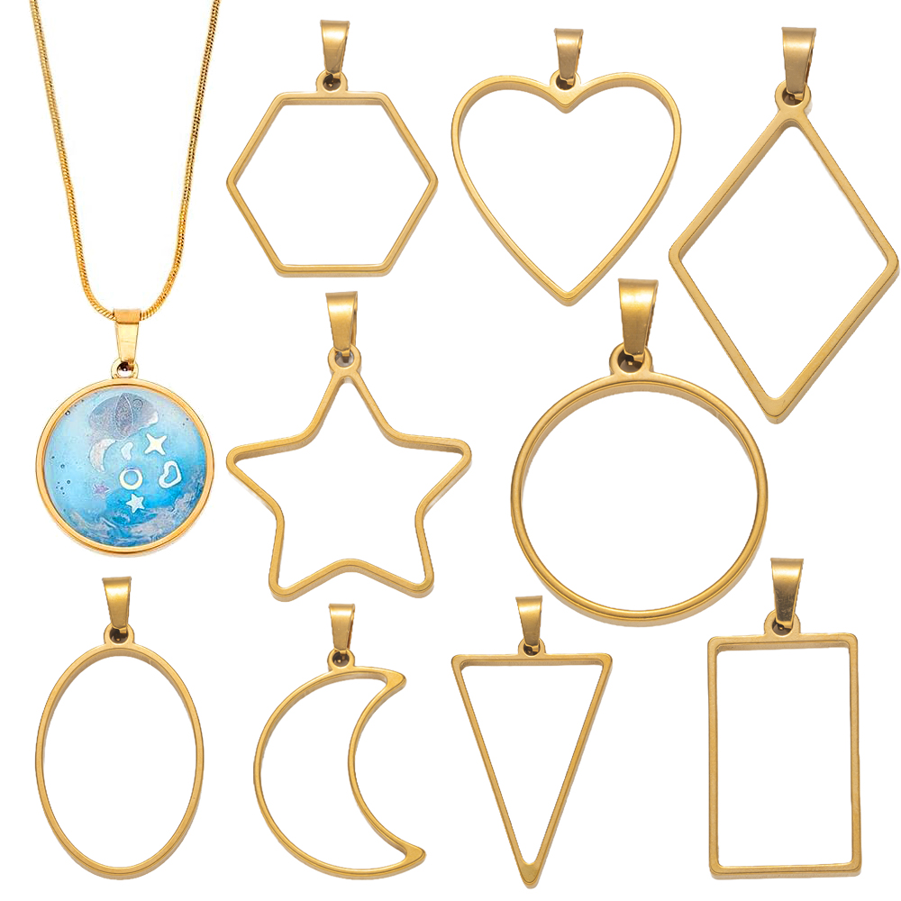 Resin Mold Jewelry - 5개 스테인리스 스틸 오픈 백 레진