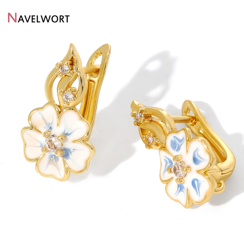 Jewelry Making Gold - 18K 금도금 황동과 지르콘 귀걸이 고리,