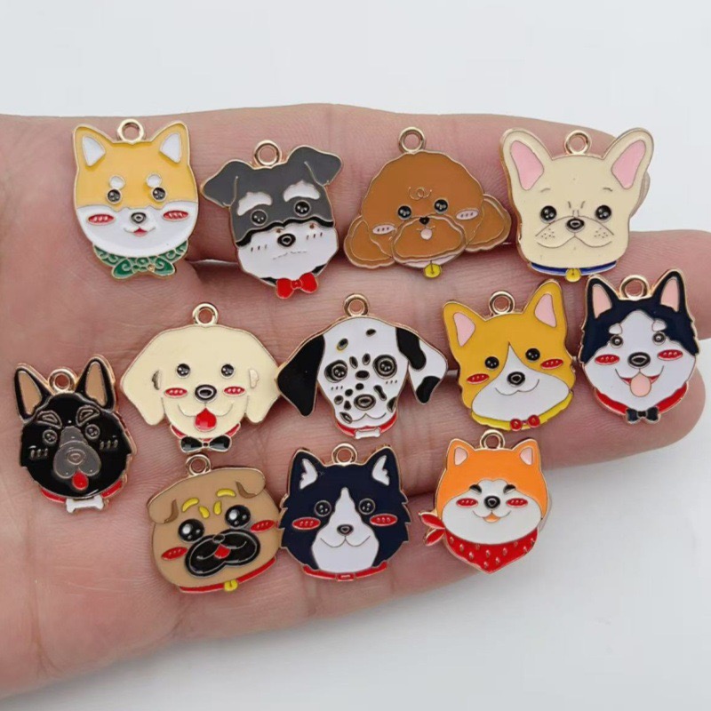 Jewelry Making Pendants - 12개 만화 애완견 반점무늬 강아지 합금