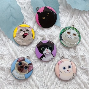 10pcs 만화 동물 고양이 에나멜 쥬얼리 만들기 귀여 - Jewelry Making Pendants 리뷰 및 가격
