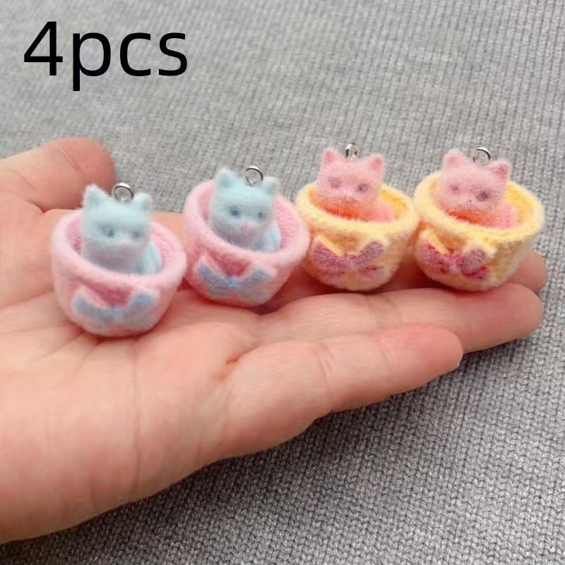 4개입 3D 플러시 레진 고양이 펜던트, DIY 쥬얼리 - Jewelry Making Pendants 리뷰 및 가격