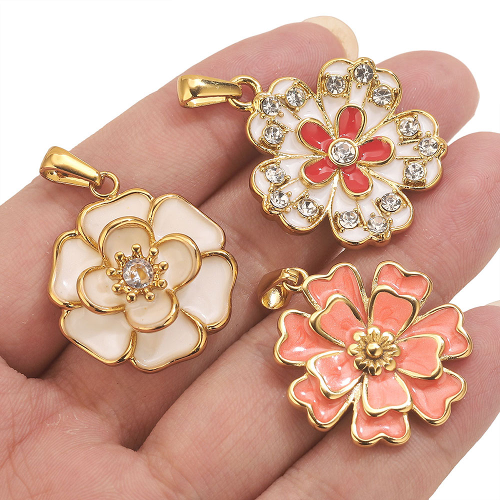 2PCS 스테인레스 스틸 에나멜 대형 꽃 참 장식품 제 - Jewelry Making Materials Wholesale 리뷰 및 가격