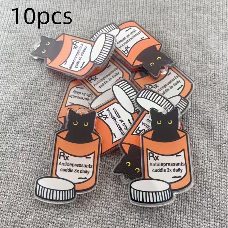 10개 아크릴 약병 고양이 펜던트, DIY 쥬얼리 제작 - Jewelry Making Pendants 리뷰 및 가격