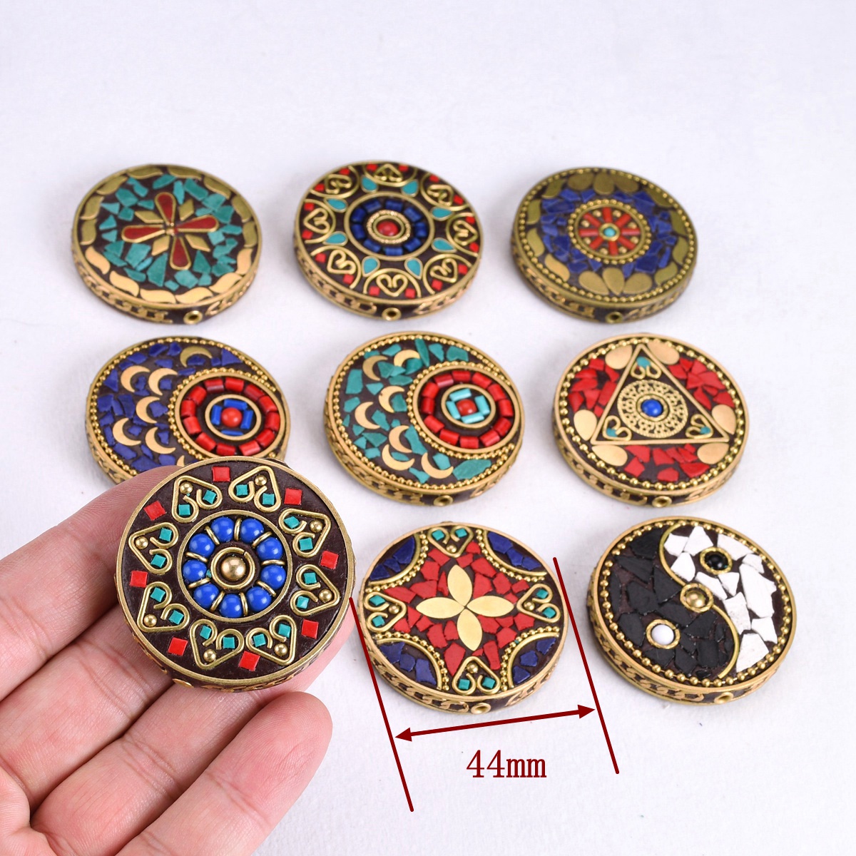 네팔 불교 수공예 플랫 라운드 44mm 티베트 황동 금 - Jewelry Making In Clay 리뷰 및 가격