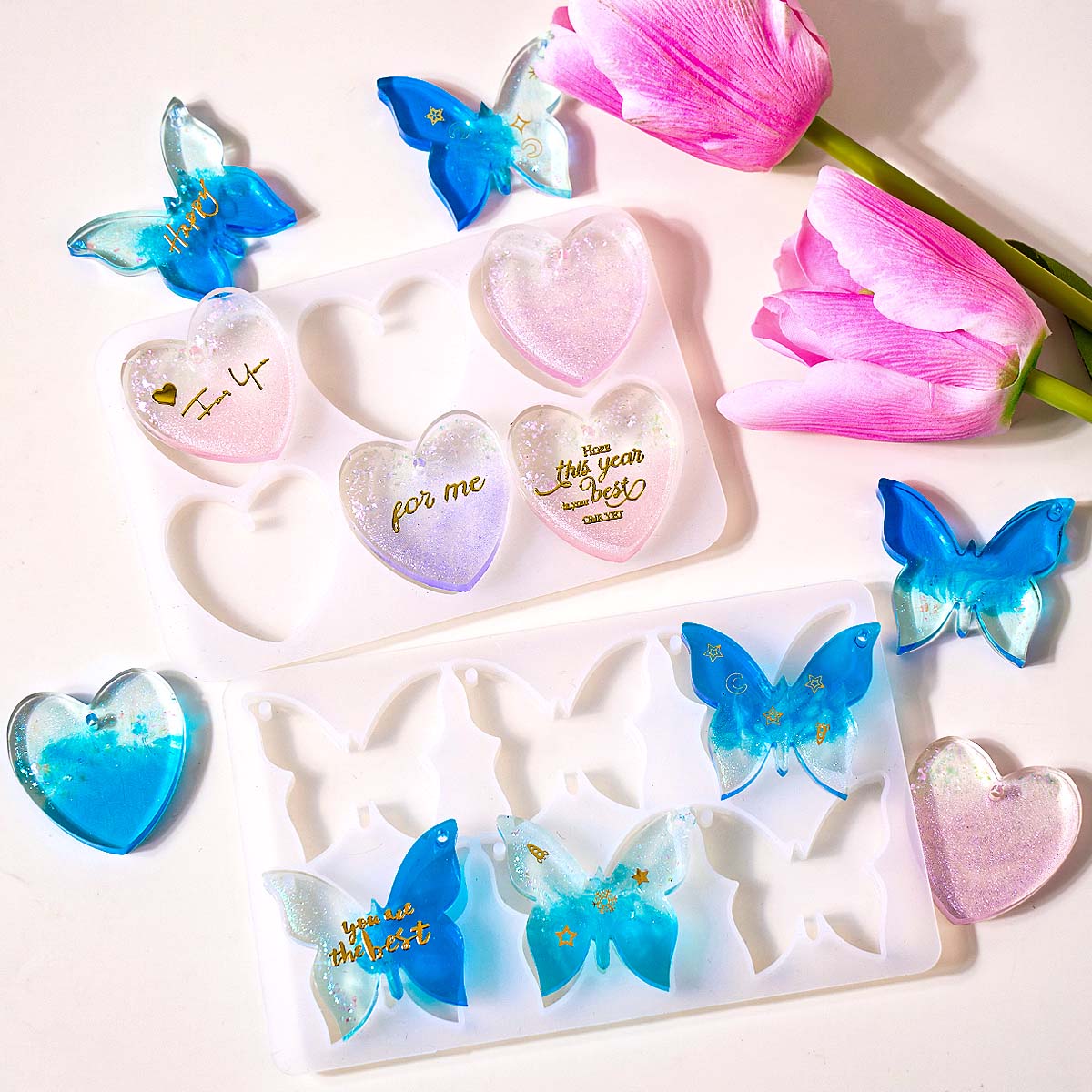 6개의 구멍이 있는 귀걸이 실리콘 몰드 DIY 하트 나 - Resin Mold Jewelry 리뷰 및 가격