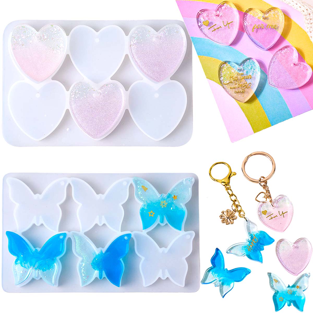 6개의 구멍이 있는 귀걸이 실리콘 몰드 DIY 하트 나 - Resin Mold Jewelry 리뷰 및 가격