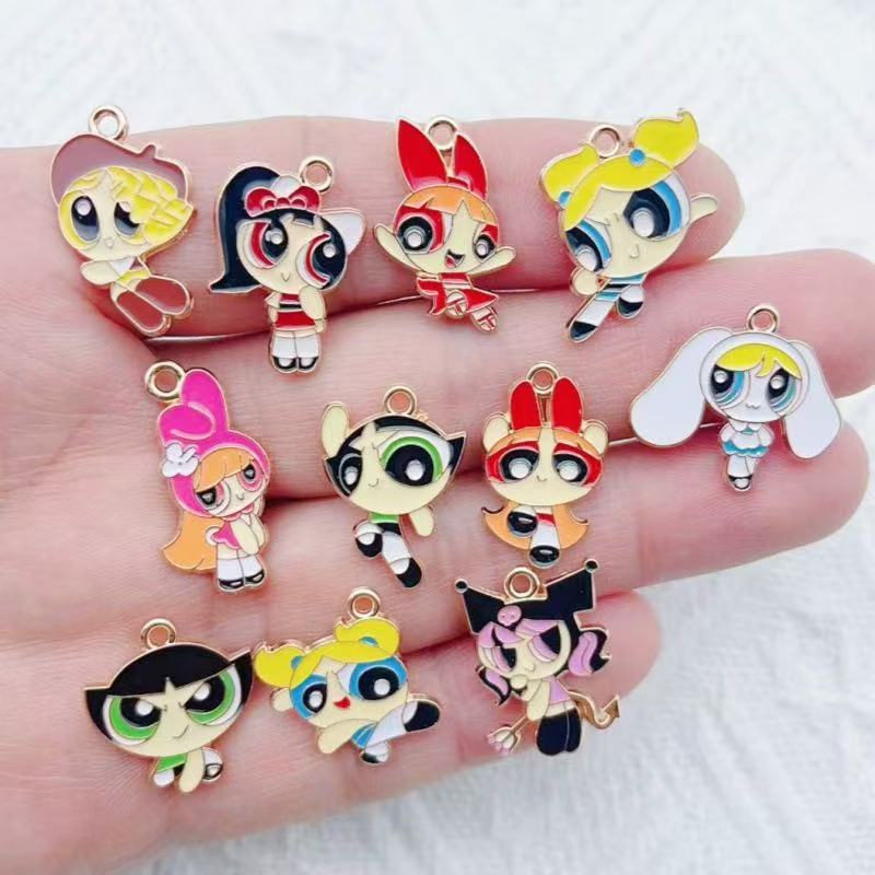 10개 합금 오일 드리핑 만화 소녀 펜던트, DIY 쥬 - Jewelry Making Pendants 리뷰 및 가격