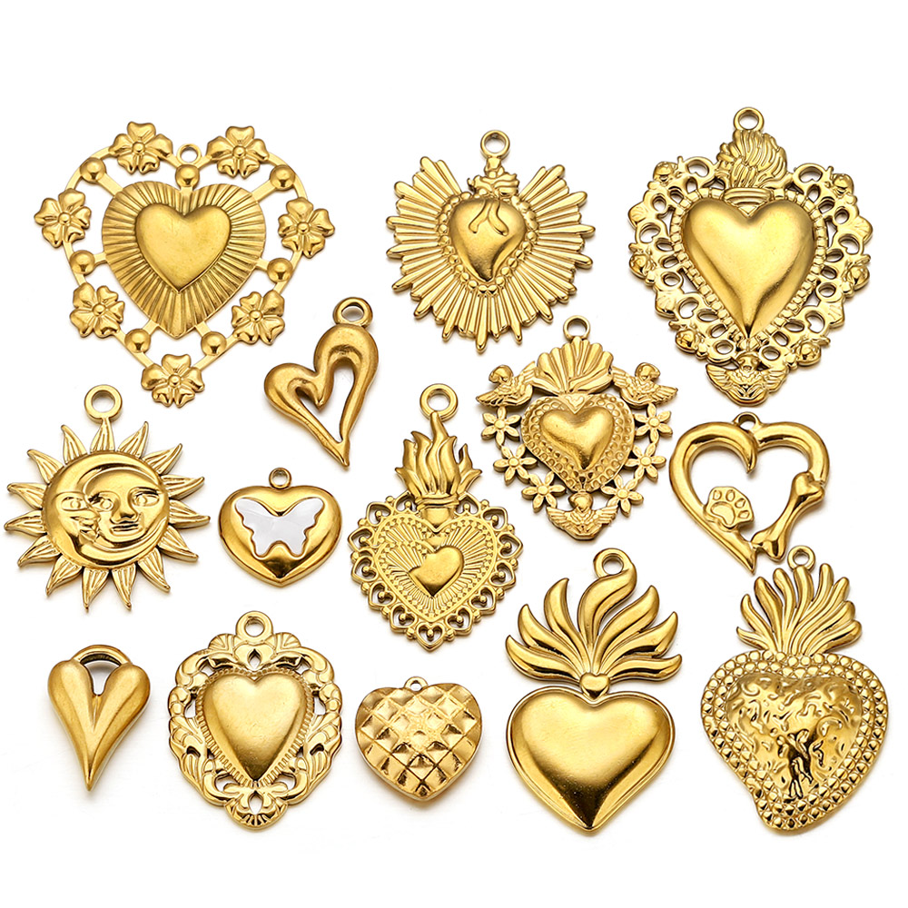 5개 스테인리스 스틸 하트 태양 참 장식품 금도금 PV - Jewelry Making Materials Wholesale 리뷰 및 가격