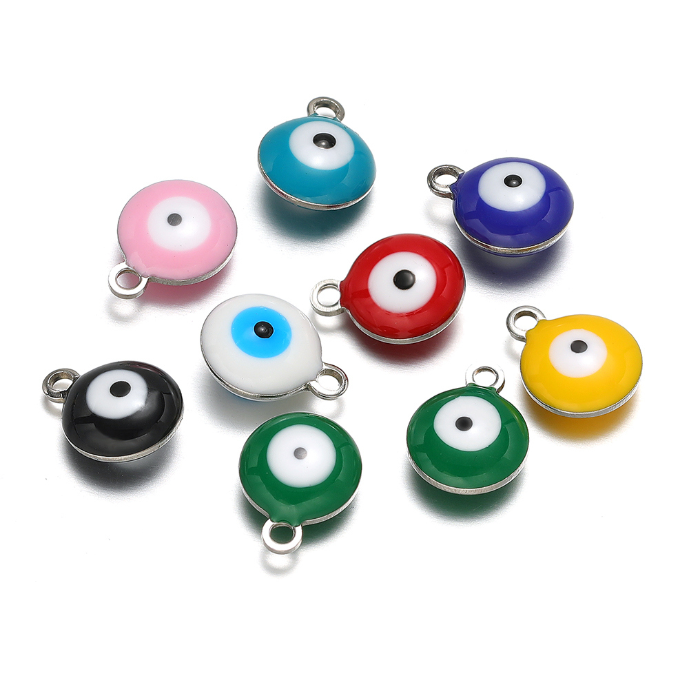 20개/세트 방수 스테인리스 에나멜 악마의 눈 참 목걸 - Jewelry Making Materials Wholesale 리뷰 및 가격