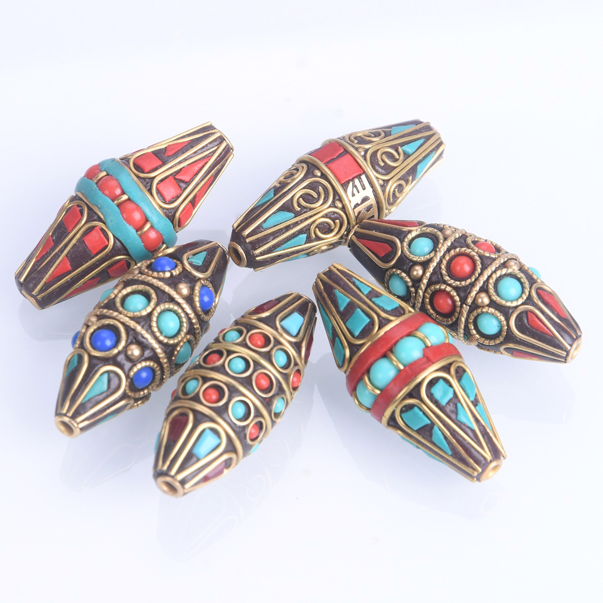 1pcs 바이콘 타원형 모양 38x15mm 수제 네팔  - Jewelry Making In Clay 리뷰 및 가격