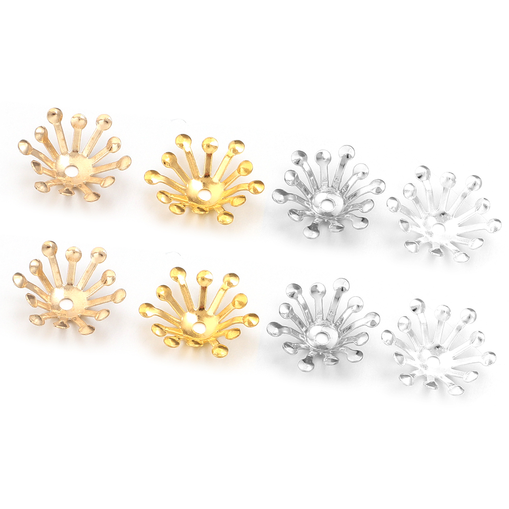 100개 지름 13MM 금색 철 꽃 모양 캡 비즈 캡  - Jewelry Making Materials Wholesale 리뷰 및 가격