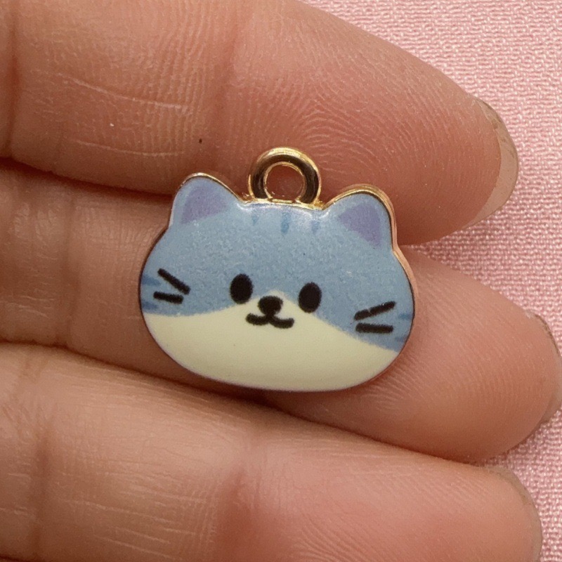 12개 인쇄된 고양이 머리 모양 합금 드립 오일 펜던트 - Jewelry Making Pendants 리뷰 및 가격