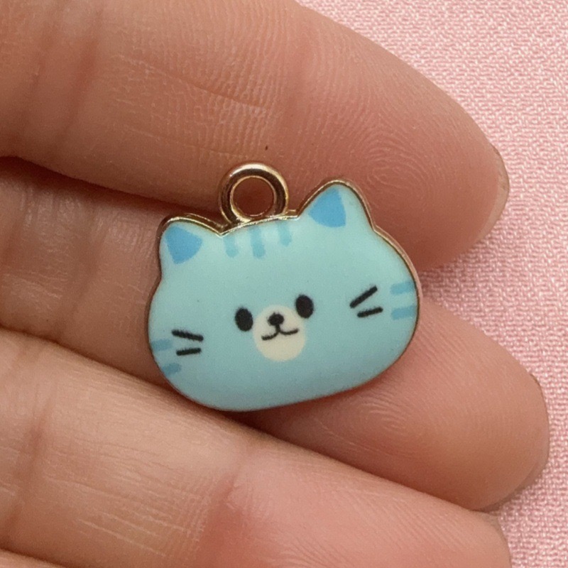 12개 인쇄된 고양이 머리 모양 합금 드립 오일 펜던트 - Jewelry Making Pendants 리뷰 및 가격