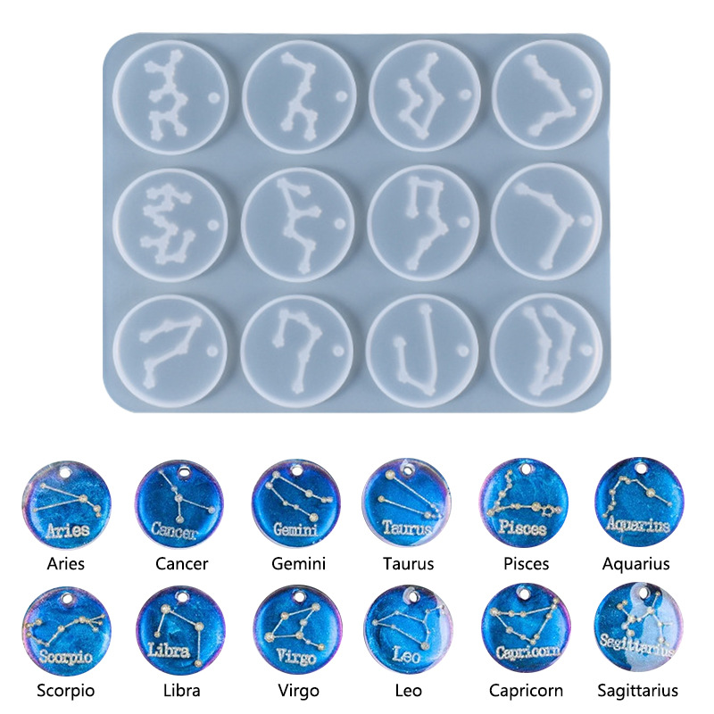 12 구멍 별자리 펜던트 금형 DIY 쥬얼리 귀걸이 목 - Resin Mold Jewelry 리뷰 및 가격